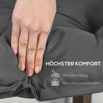 Seat Cushion 100x40 cm Chair Cushion with Ties, 10cm Thick Padding, Washable Seat Pad for Home, Garden, Sofa, Chairs, Dark Grey