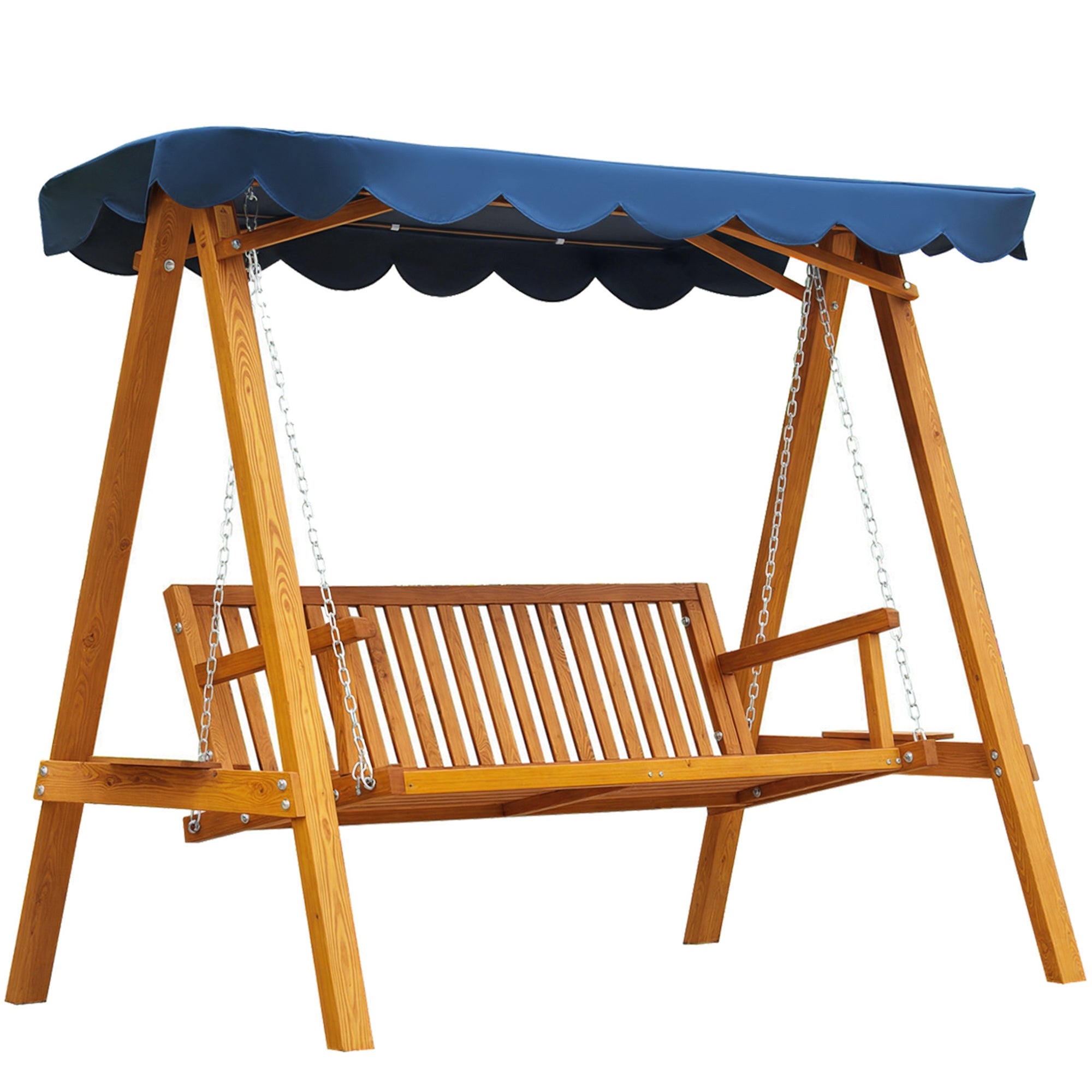 3-Seater Wooden Garden Swing with Canopy 210x 130x 185cm