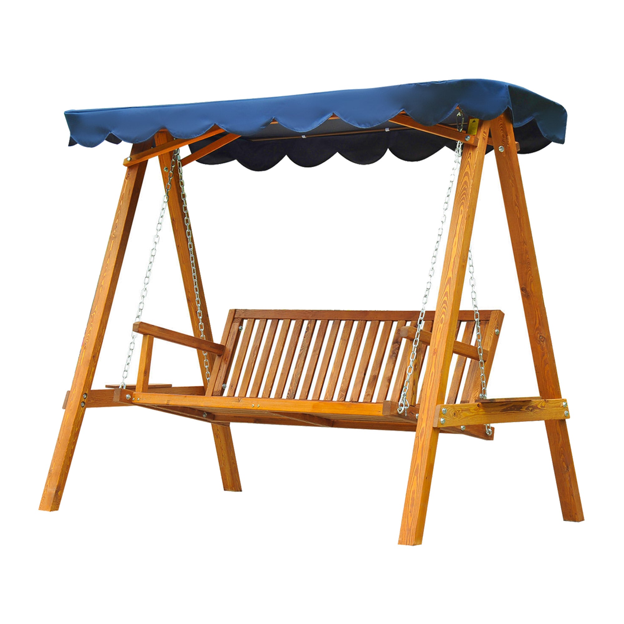 3-Seater Wooden Garden Swing with Canopy 210x 130x 185cm
