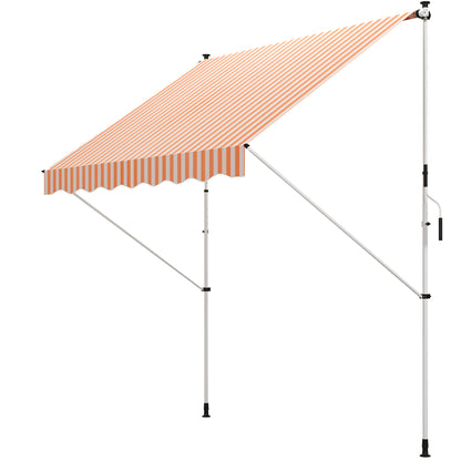 Retractable Manual Awning 3x1.5 m Outdoor Terrace Roll-Up Awning Adjustable Height with Crank 170-280 cm No Drill for Balcony Garden Orange
