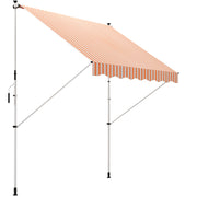 Retractable Manual Awning 3x1.5 m Outdoor Terrace Roll-Up Awning Adjustable Height with Crank 170-280 cm No Drill for Balcony Garden Orange