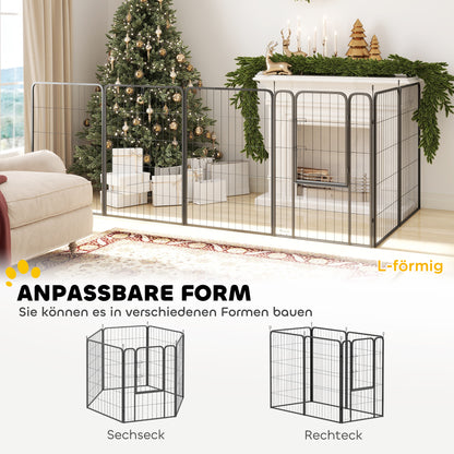 Puppy Playpen 6-Sided Puppy Play Area with 6 Grid Panels Door Flexible Foldable Protective Cover Playpen 100cm High Dog Playpen Puppy Gate for Dog Cat Playpen for Indoors Outdoors