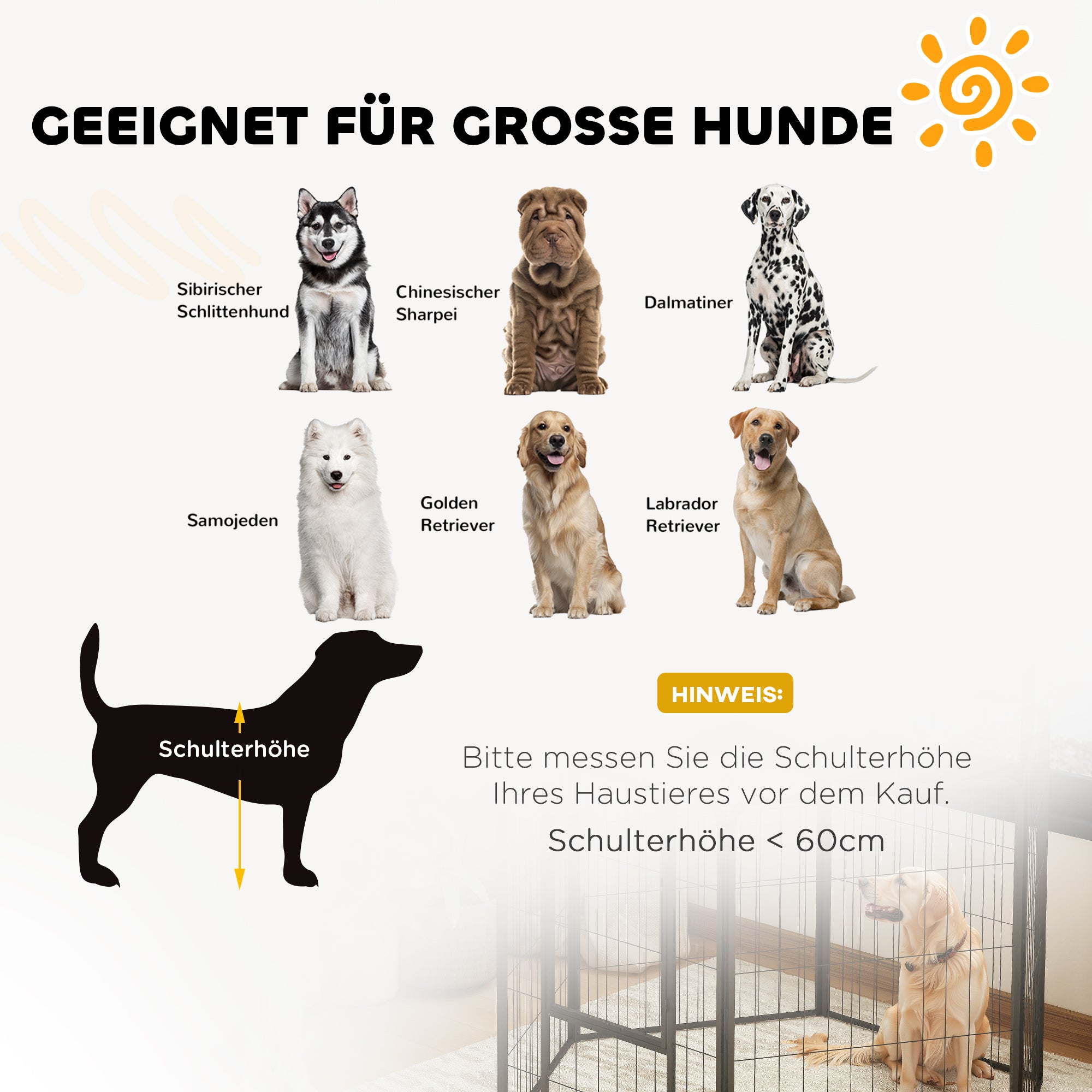 Puppy Playpen 6-Sided Puppy Play Area with 6 Grid Panels Door Flexible Foldable Protective Cover Playpen 100cm High Dog Playpen Puppy Gate for Dog Cat Playpen for Indoors Outdoors