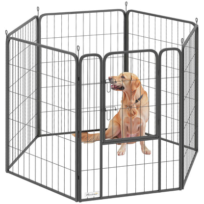 Puppy Playpen 6-Sided Puppy Play Area with 6 Grid Panels Door Flexible Foldable Protective Cover Playpen 100cm High Dog Playpen Puppy Gate for Dog Cat Playpen for Indoors Outdoors