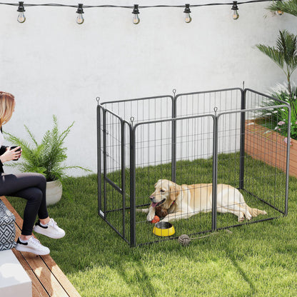 Puppy Playpen 6-Sided Puppy Play Area with 6 Grid Panels Door Flexible Foldable Protective Cover Playpen 100cm High Dog Playpen Puppy Gate for Dog Cat Playpen for Indoors Outdoors