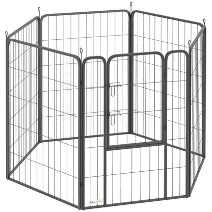 Puppy Playpen 6-Sided Puppy Play Area with 6 Grid Panels Door Flexible Foldable Protective Cover Playpen 100cm High Dog Playpen Puppy Gate for Dog Cat Playpen for Indoors Outdoors