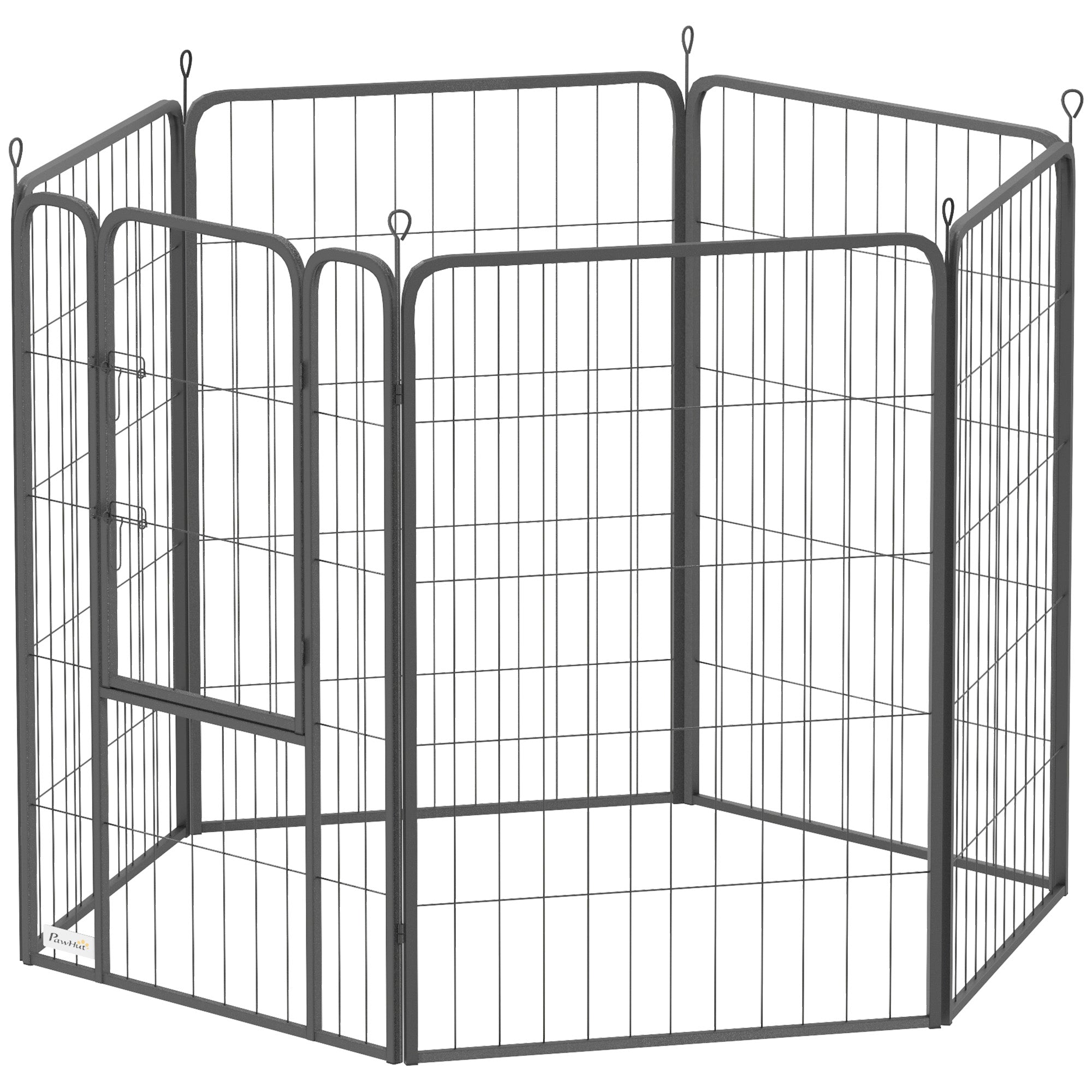 Puppy Playpen 6-Sided Puppy Play Area with 6 Grid Panels Door Flexible Foldable Protective Cover Playpen 100cm High Dog Playpen Puppy Gate for Dog Cat Playpen for Indoors Outdoors