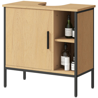 Under Sink Bathroom Cabinet with Door and Adjustable Shelf for Pedestal Sink 60x30x59.5 cm Oak