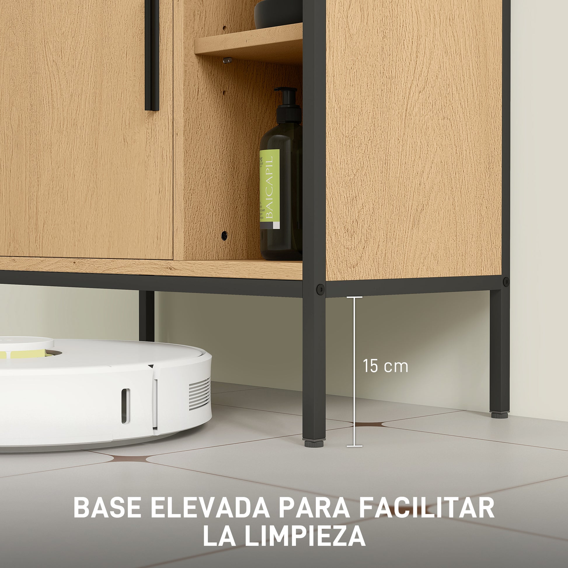 Under Sink Bathroom Cabinet with Door and Adjustable Shelf for Pedestal Sink 60x30x59.5 cm Oak