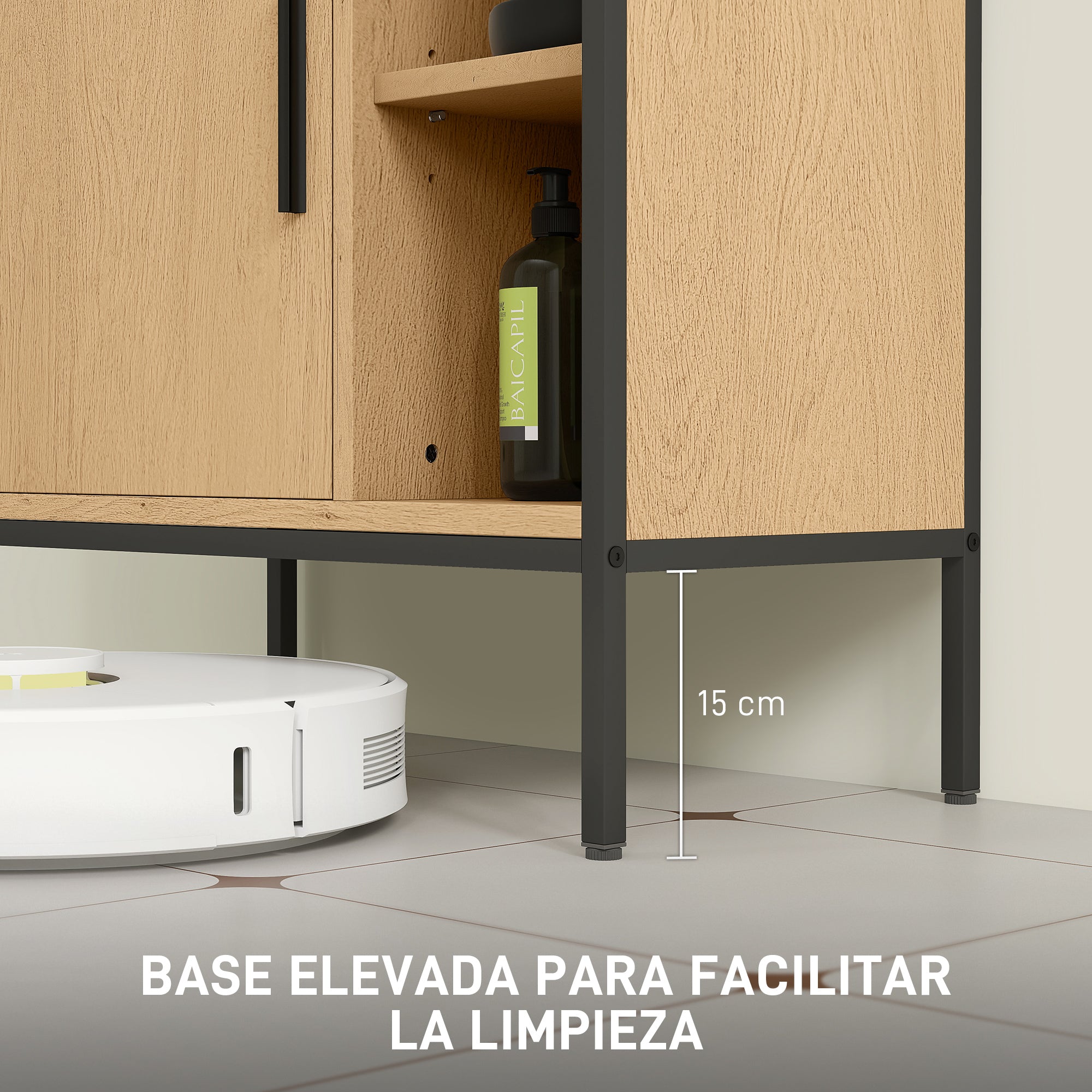 Under Sink Bathroom Cabinet with Door and Adjustable Shelf for Pedestal Sink 60x30x59.5 cm Oak