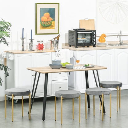 Industrial Design Dining Table Large Beveled Top 120L x 60W x 75H cm Black Metal Hairpin Legs Light Oak Grain MDF