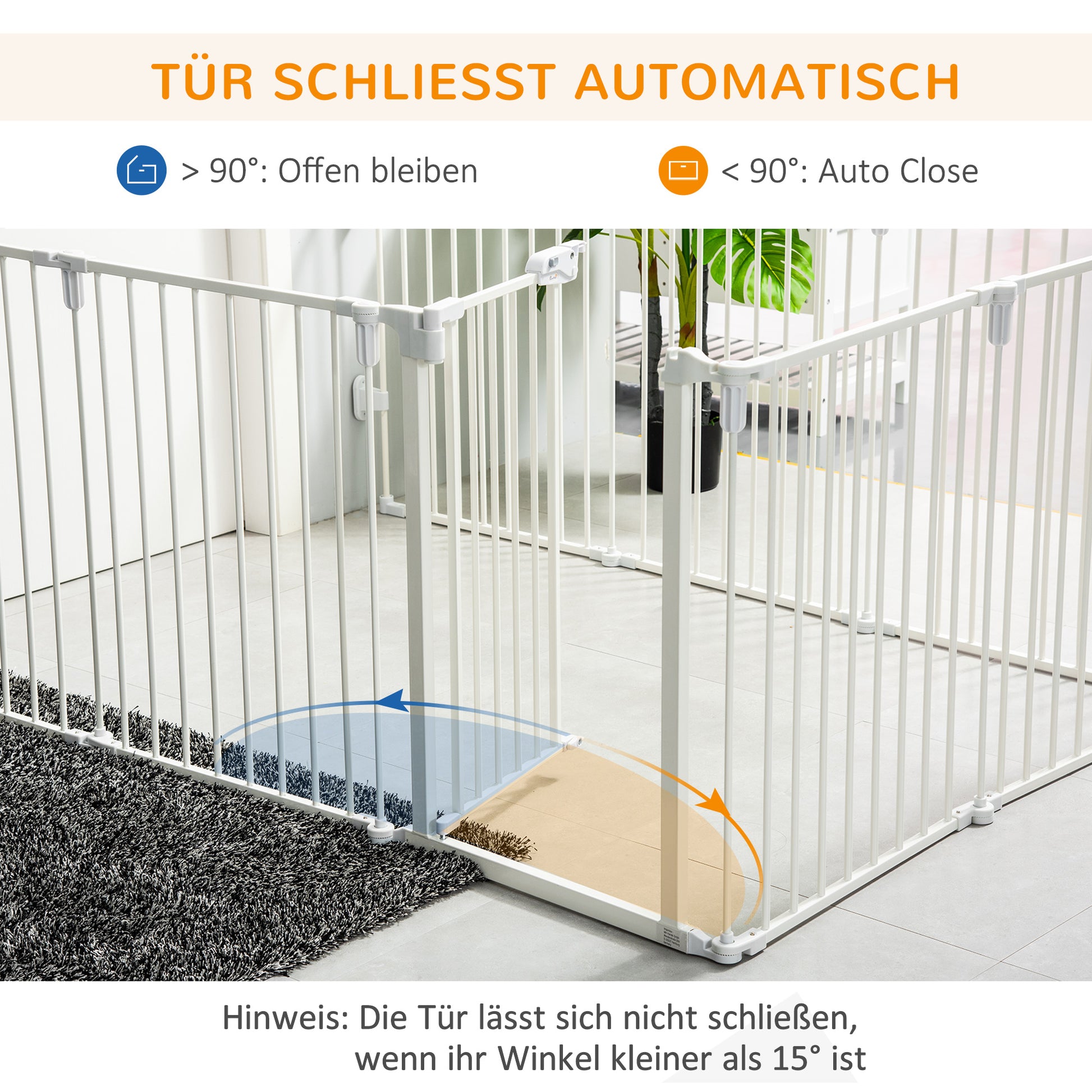 Puppy Playpen Dog Pen with Door Fireplace Guard Flexible Foldable 8 Panels Each 60 x 76 cm White