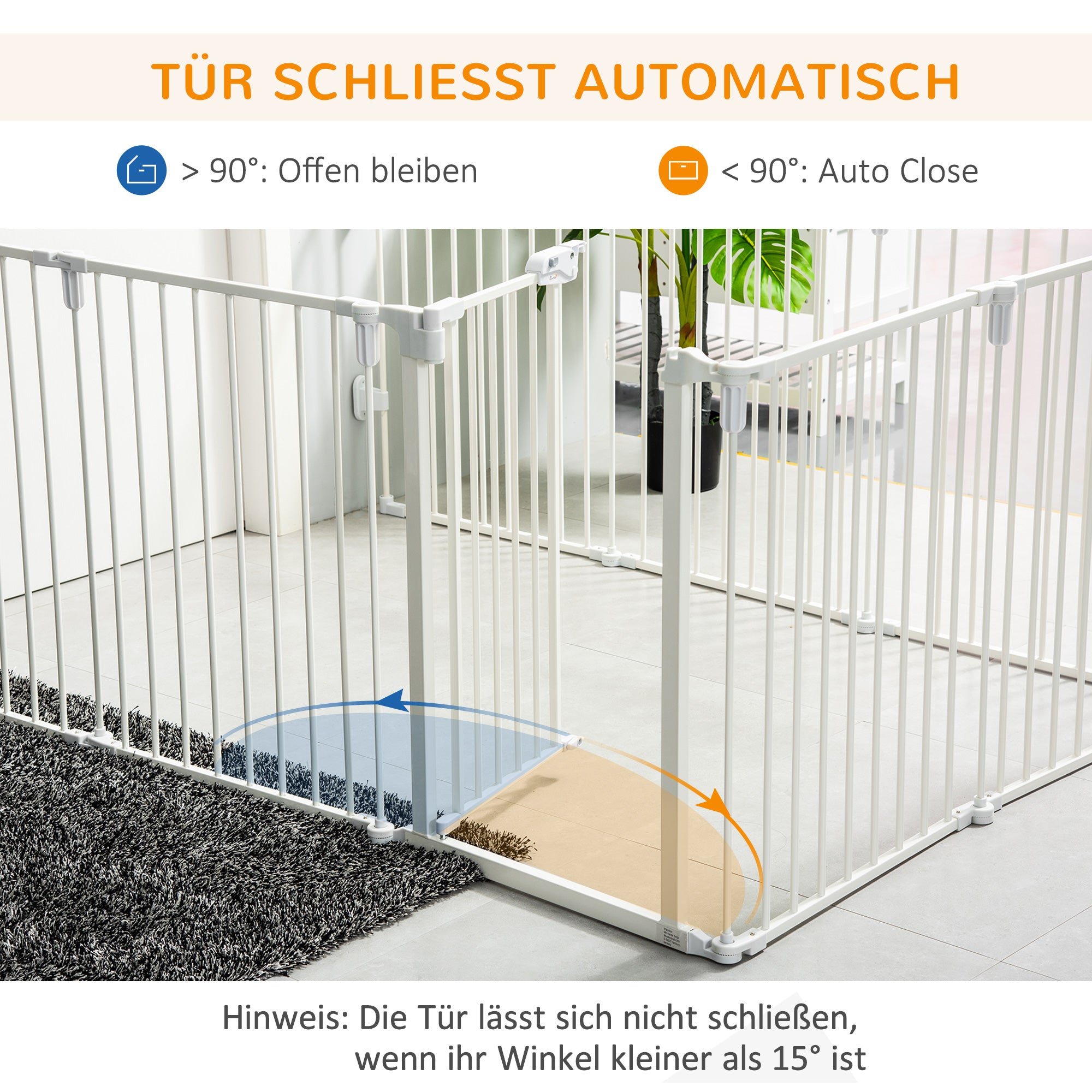 Puppy Playpen Dog Pen with Door Fireplace Guard Flexible Foldable 8 Panels Each 60 x 76 cm White