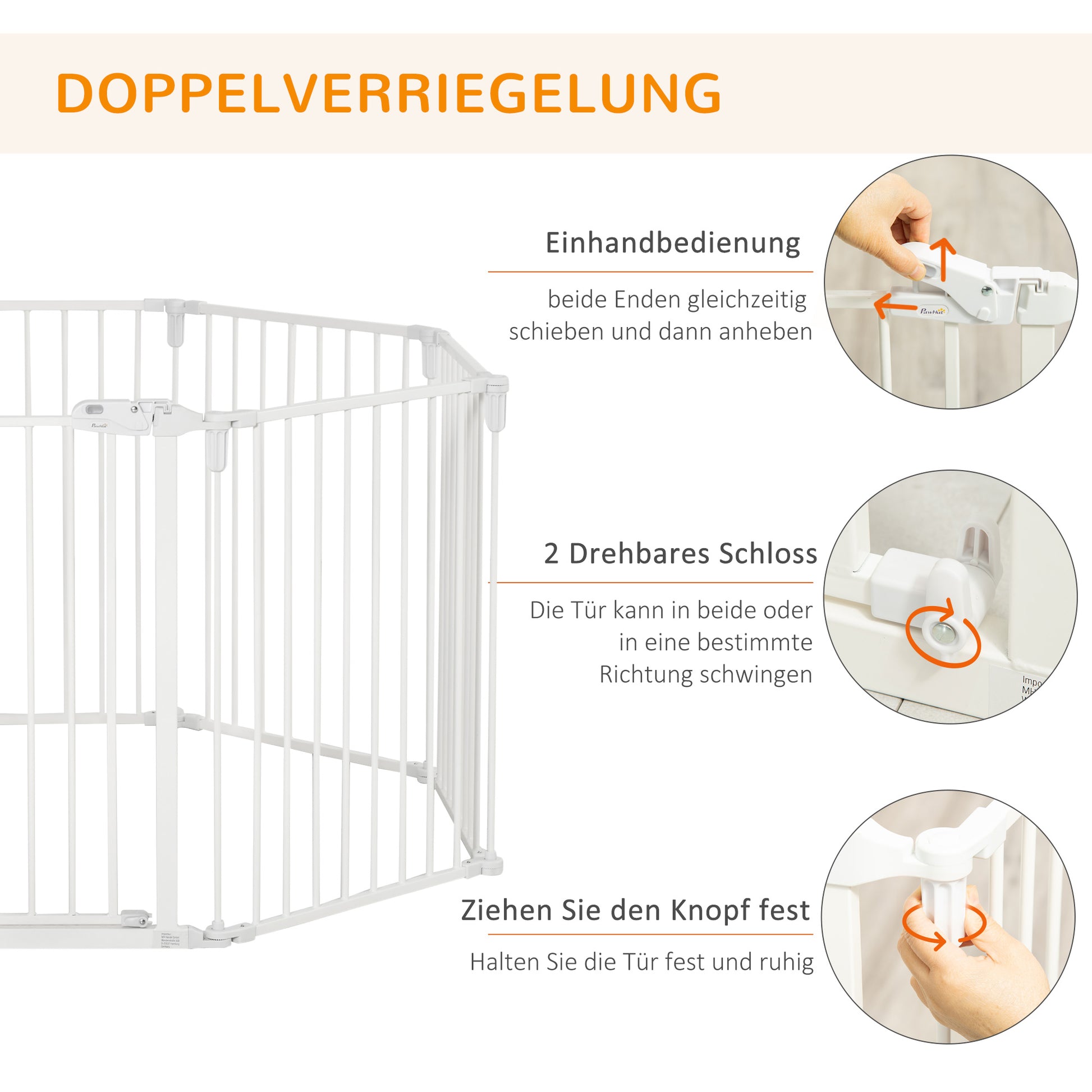 Puppy Playpen Dog Pen with Door Fireplace Guard Flexible Foldable 8 Panels Each 60 x 76 cm White