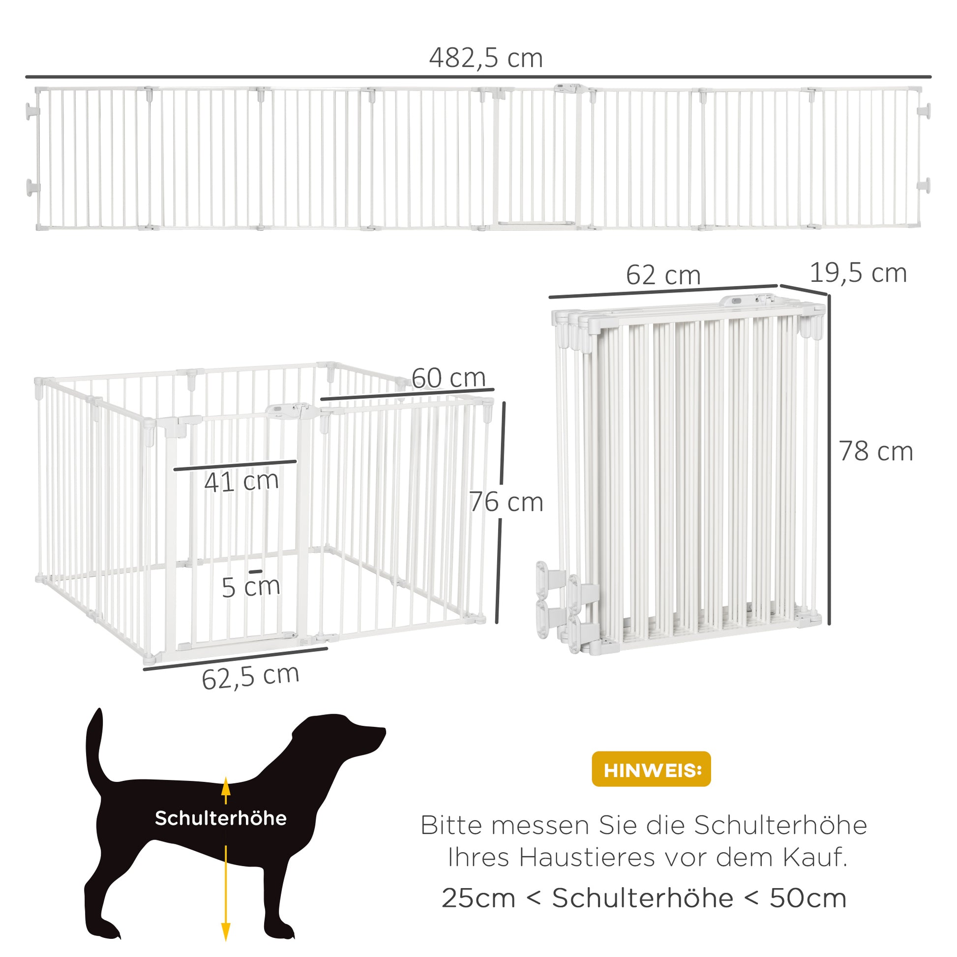 Puppy Playpen Dog Pen with Door Fireplace Guard Flexible Foldable 8 Panels Each 60 x 76 cm White