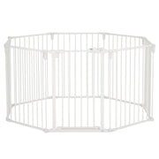 Puppy Playpen Dog Pen with Door Fireplace Guard Flexible Foldable 8 Panels Each 60 x 76 cm White