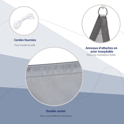 Large Triangular Shade Sail 6 x 6 x 6 m High-Density 160 g/m² Waterproof Polyester Light Gray