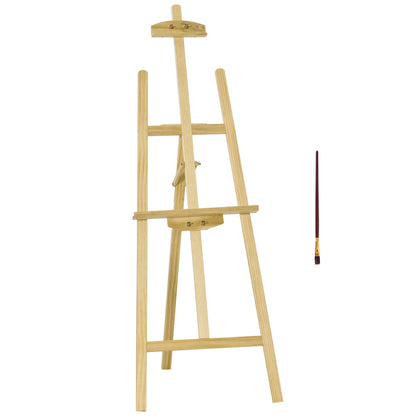 Easel Seat and Stand Easel Foldable Studio Easel 75° Adjustable with Holder for Art Painting And Outdoor Advertising Pine Wood Natural 51.5 x 71.5 x 134.5 cm
