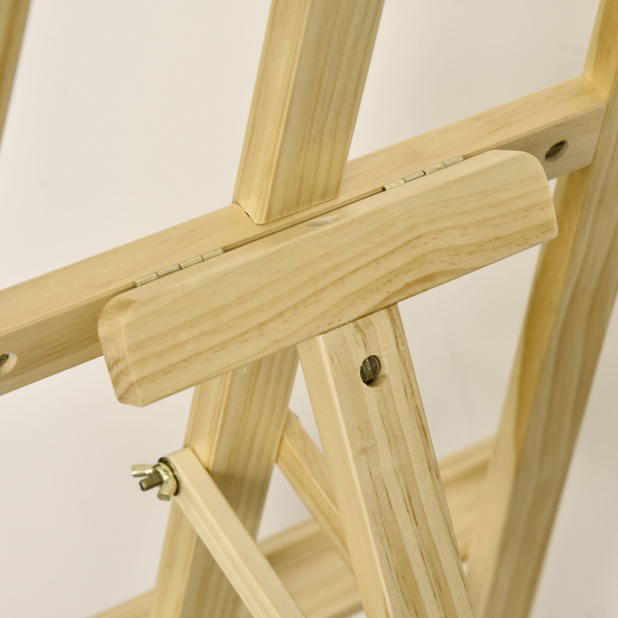 Easel Seat and Stand Easel Foldable Studio Easel 75° Adjustable with Holder for Art Painting And Outdoor Advertising Pine Wood Natural 51.5 x 71.5 x 134.5 cm
