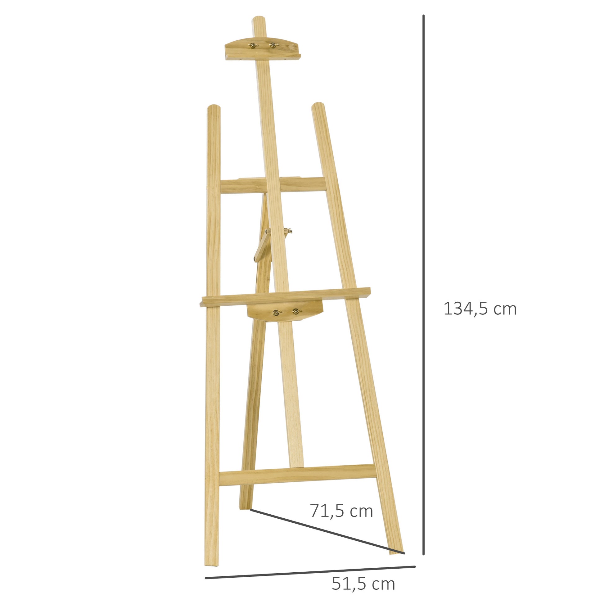 Easel Seat and Stand Easel Foldable Studio Easel 75° Adjustable with Holder for Art Painting And Outdoor Advertising Pine Wood Natural 51.5 x 71.5 x 134.5 cm
