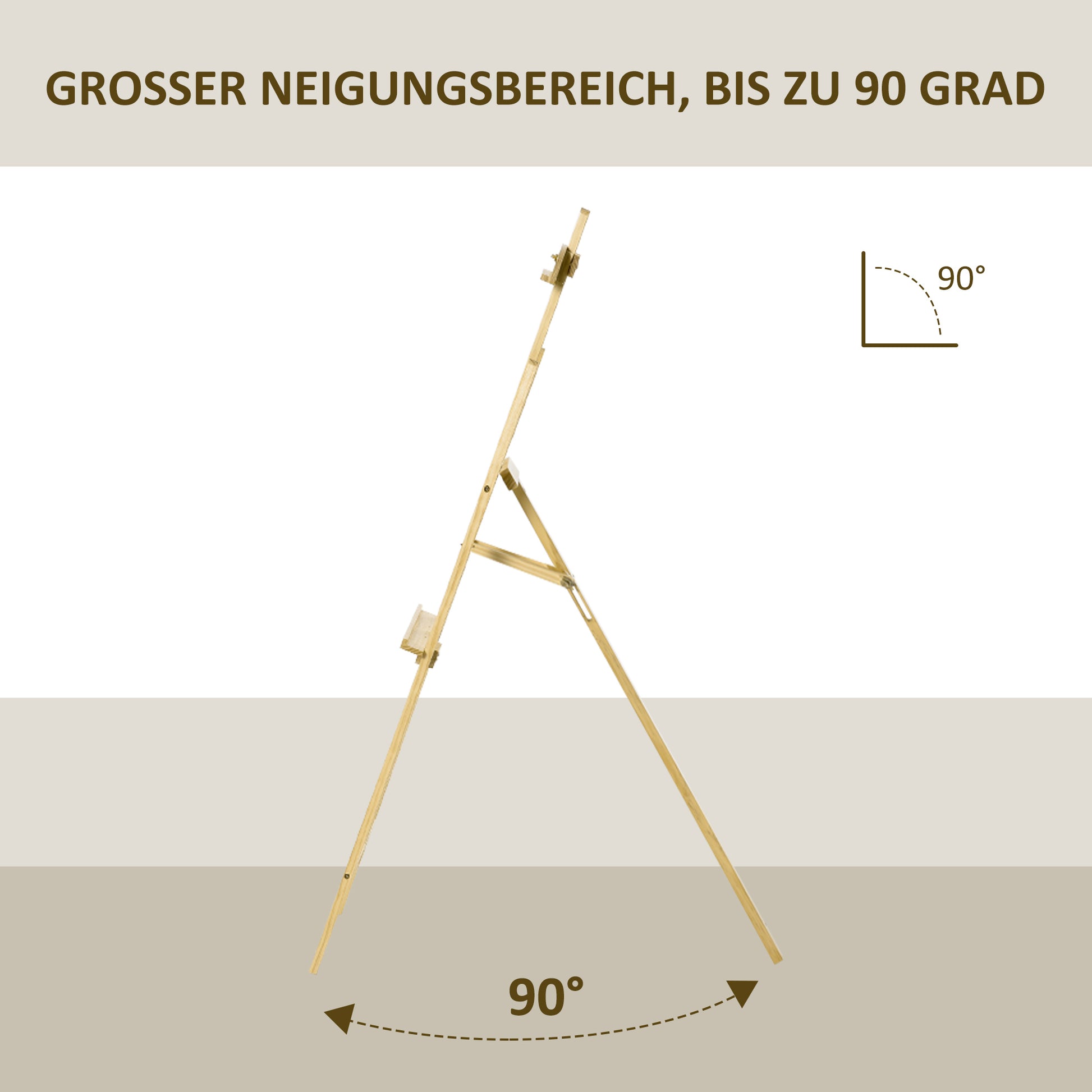 Easel Seat and Stand Easel Foldable Studio Easel 75° Adjustable with Holder for Art Painting And Outdoor Advertising Pine Wood Natural 51.5 x 71.5 x 134.5 cm