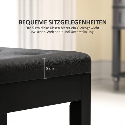 Piano Bench Piano Stool with Storage, Wooden Legs Pianobank Faux Leather, Black, 55 x 34 x 50 cm