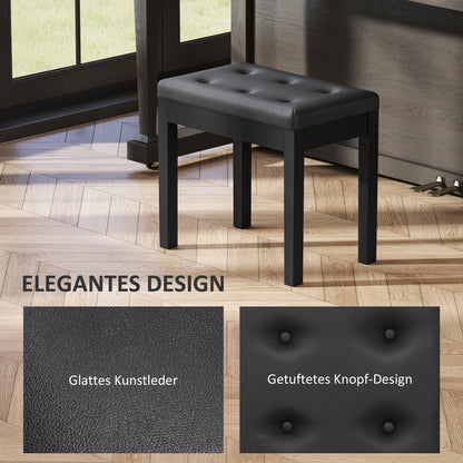 Piano Bench Piano Stool with Storage, Wooden Legs Pianobank Faux Leather, Black, 55 x 34 x 50 cm