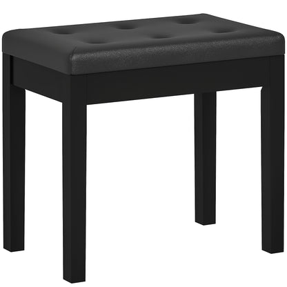 Piano Bench Piano Stool with Storage, Wooden Legs Pianobank Faux Leather, Black, 55 x 34 x 50 cm