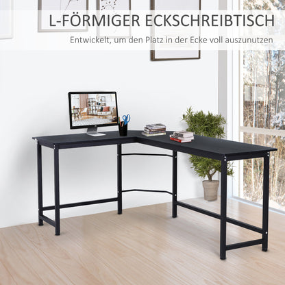 Computer Desk Writing Desk L-shaped Desk adjustable height Metal Black 168 x 120 x 75 cm