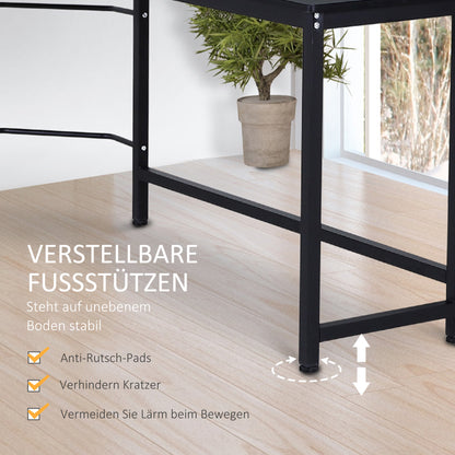 Computer Desk Writing Desk L-shaped Desk adjustable height Metal Black 168 x 120 x 75 cm
