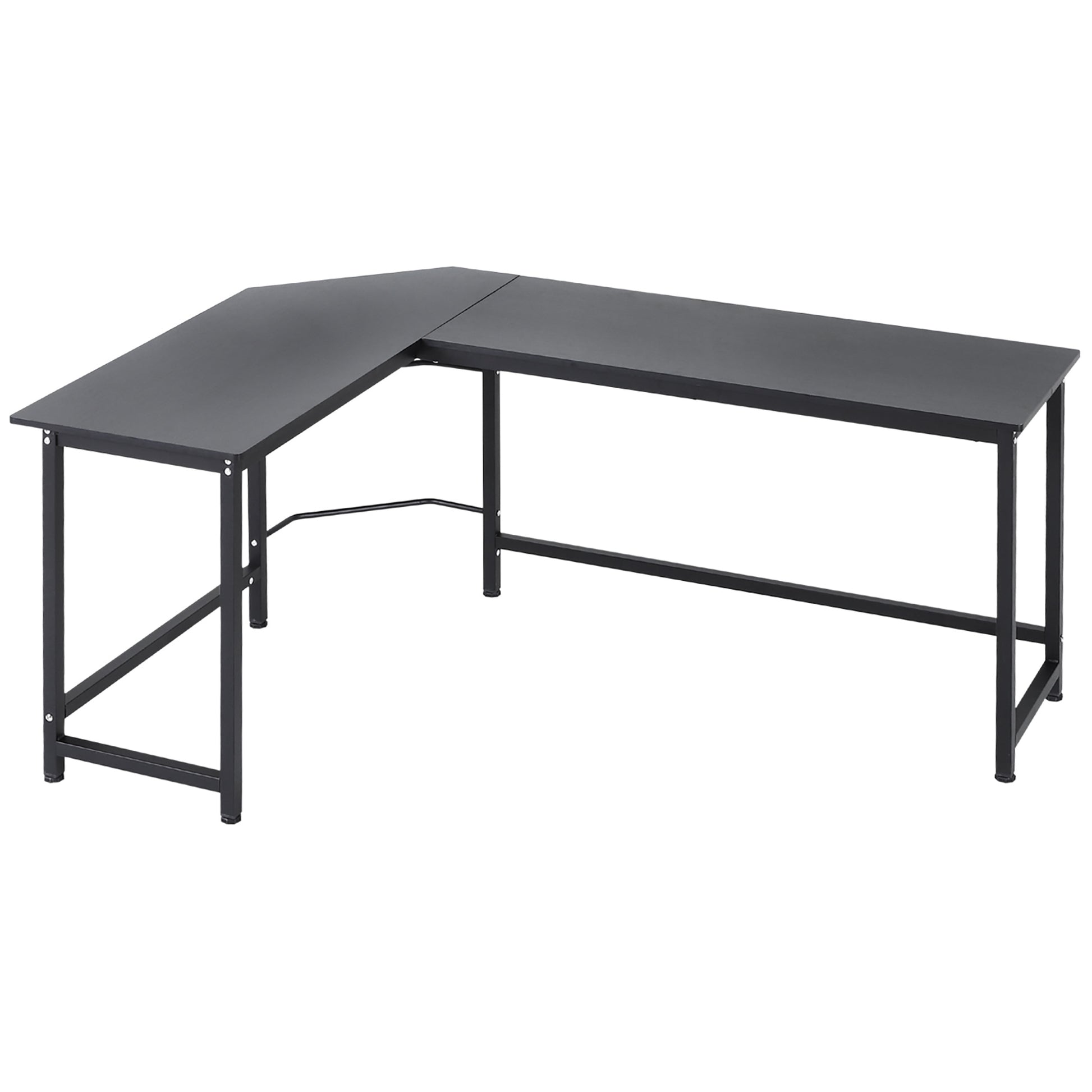 Computer Desk Writing Desk L-shaped Desk adjustable height Metal Black 168 x 120 x 75 cm