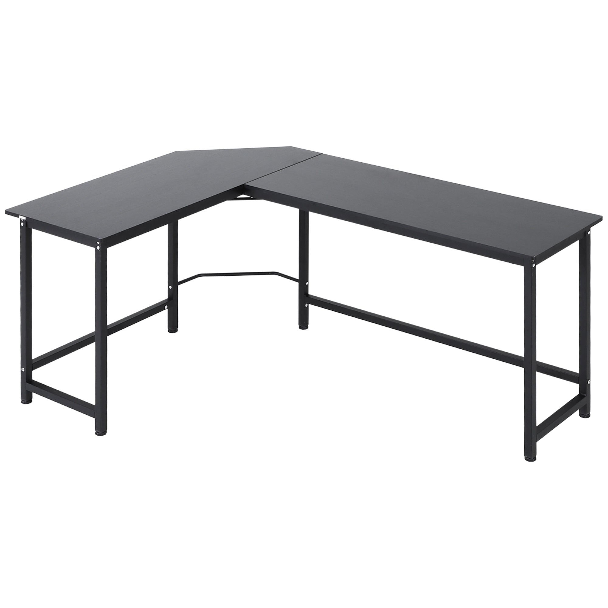 Computer Desk Writing Desk L-shaped Desk adjustable height Metal Black 168 x 120 x 75 cm
