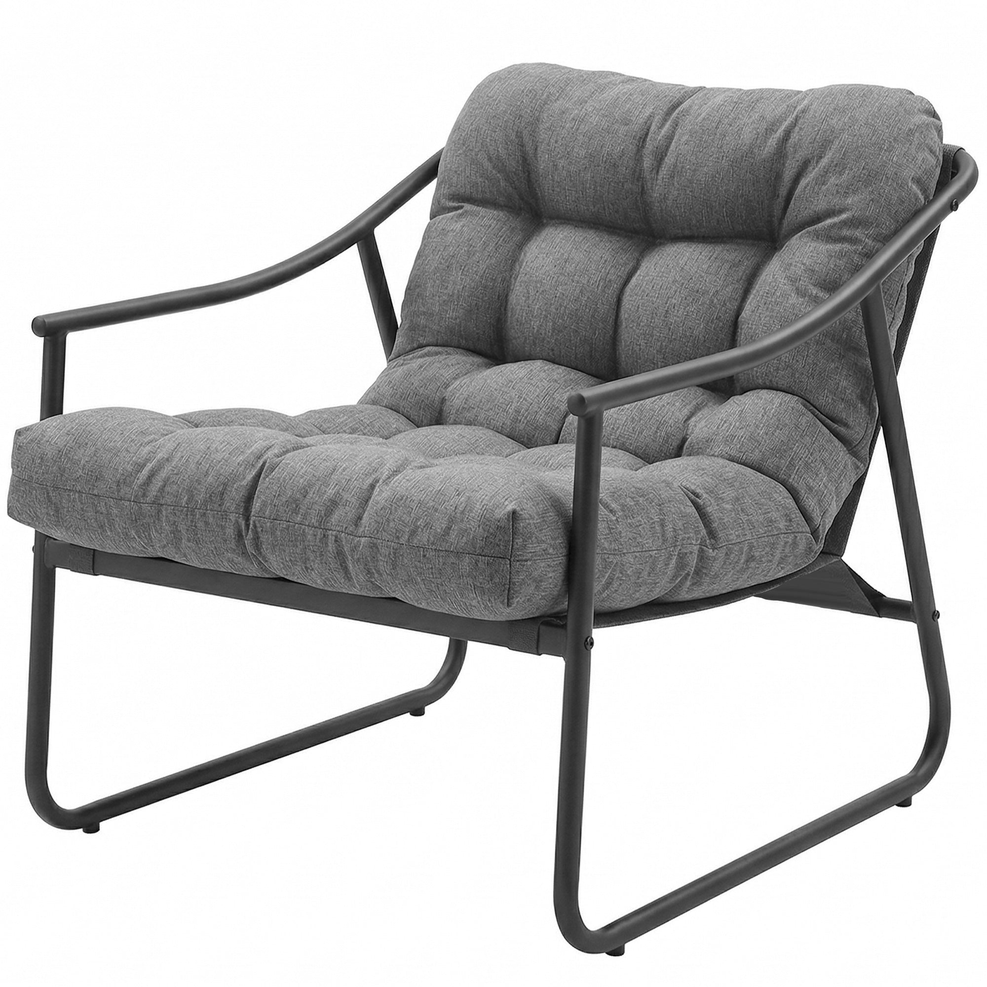 Garden Armchair Patio Lounge Chair with Removable Cushion and Armrests, Supports up to 265 lb, for Garden & Balcony — Dark Gray