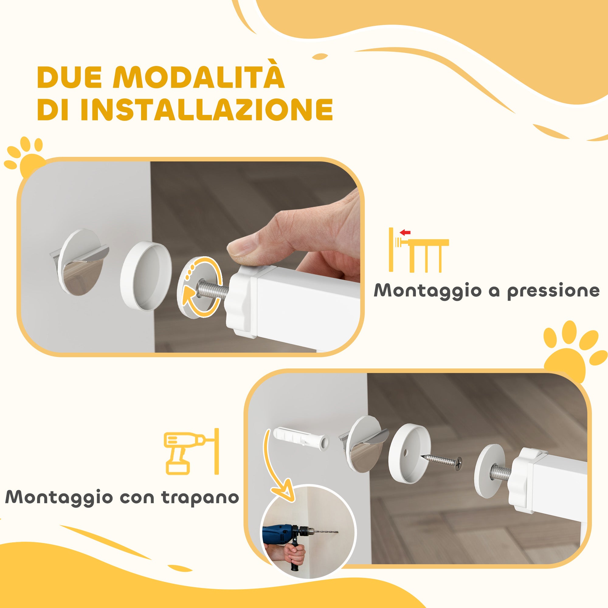 Indoor Dog Safety Gate, Dog Gate with 2 Extensions 76-104 cm and Cat Door, Pet Gate Height 77 cm, for Hallway and Stairs, White