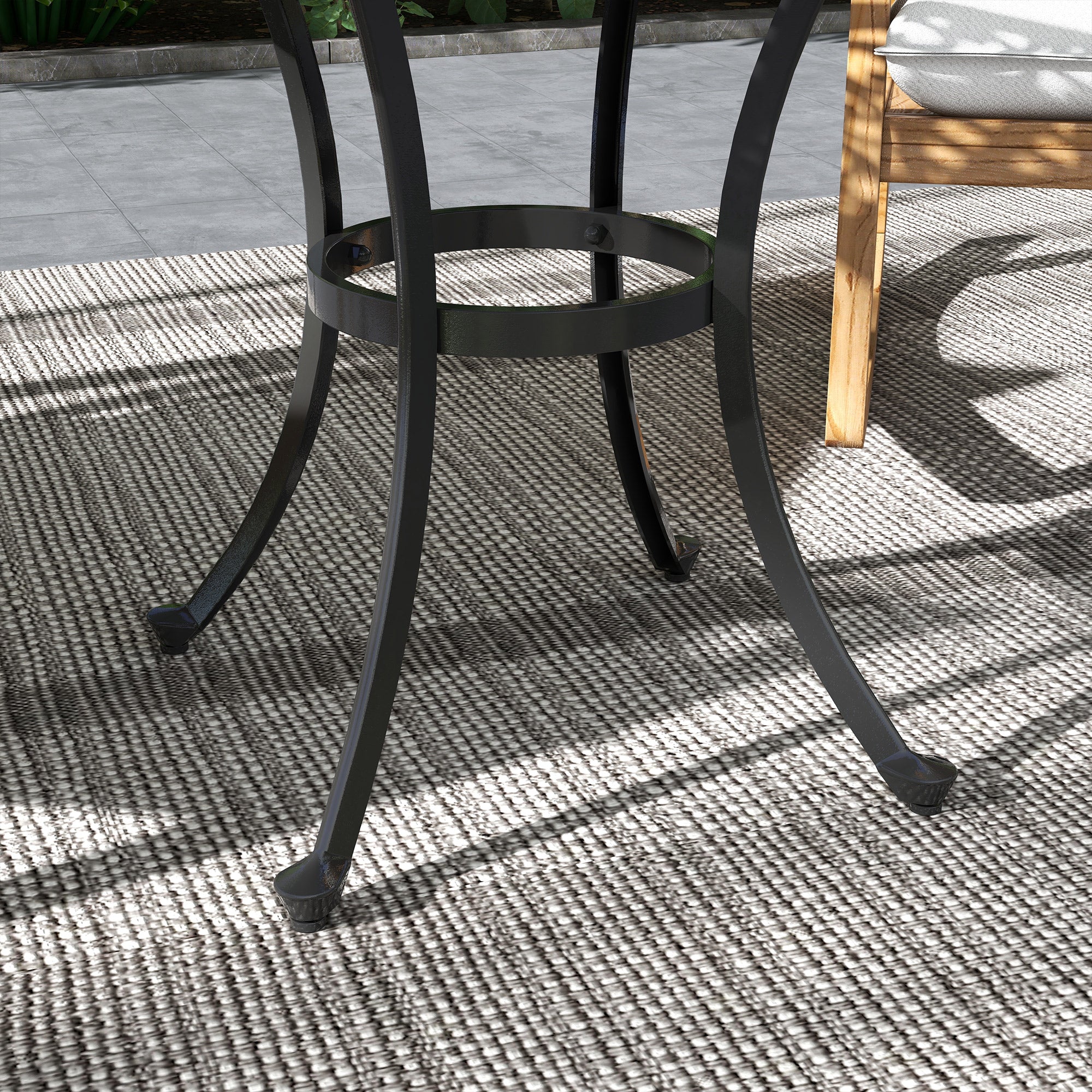 Side Table, Garden Table, Patio Table with Aluminum Frame, Coffee Table up to 50 kg Load Capacity for Garden, Balcony, Black, 60 x 60 x 53 cm