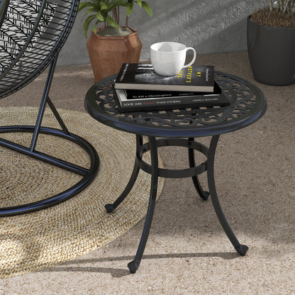 Side Table, Garden Table, Patio Table with Aluminum Frame, Coffee Table up to 50 kg Load Capacity for Garden, Balcony, Black, 60 x 60 x 53 cm