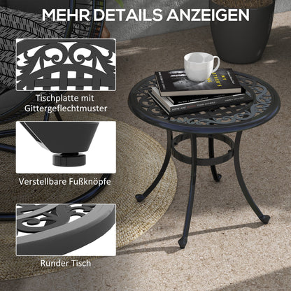 Side Table, Garden Table, Patio Table with Aluminum Frame, Coffee Table up to 50 kg Load Capacity for Garden, Balcony, Black, 60 x 60 x 53 cm