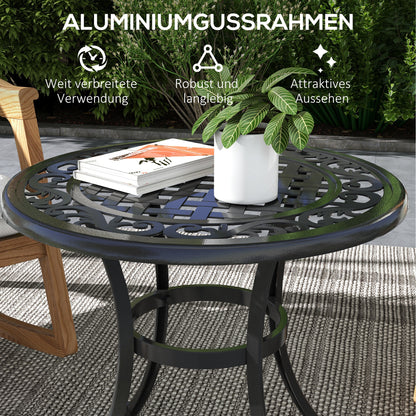 Side Table, Garden Table, Patio Table with Aluminum Frame, Coffee Table up to 50 kg Load Capacity for Garden, Balcony, Black, 60 x 60 x 53 cm
