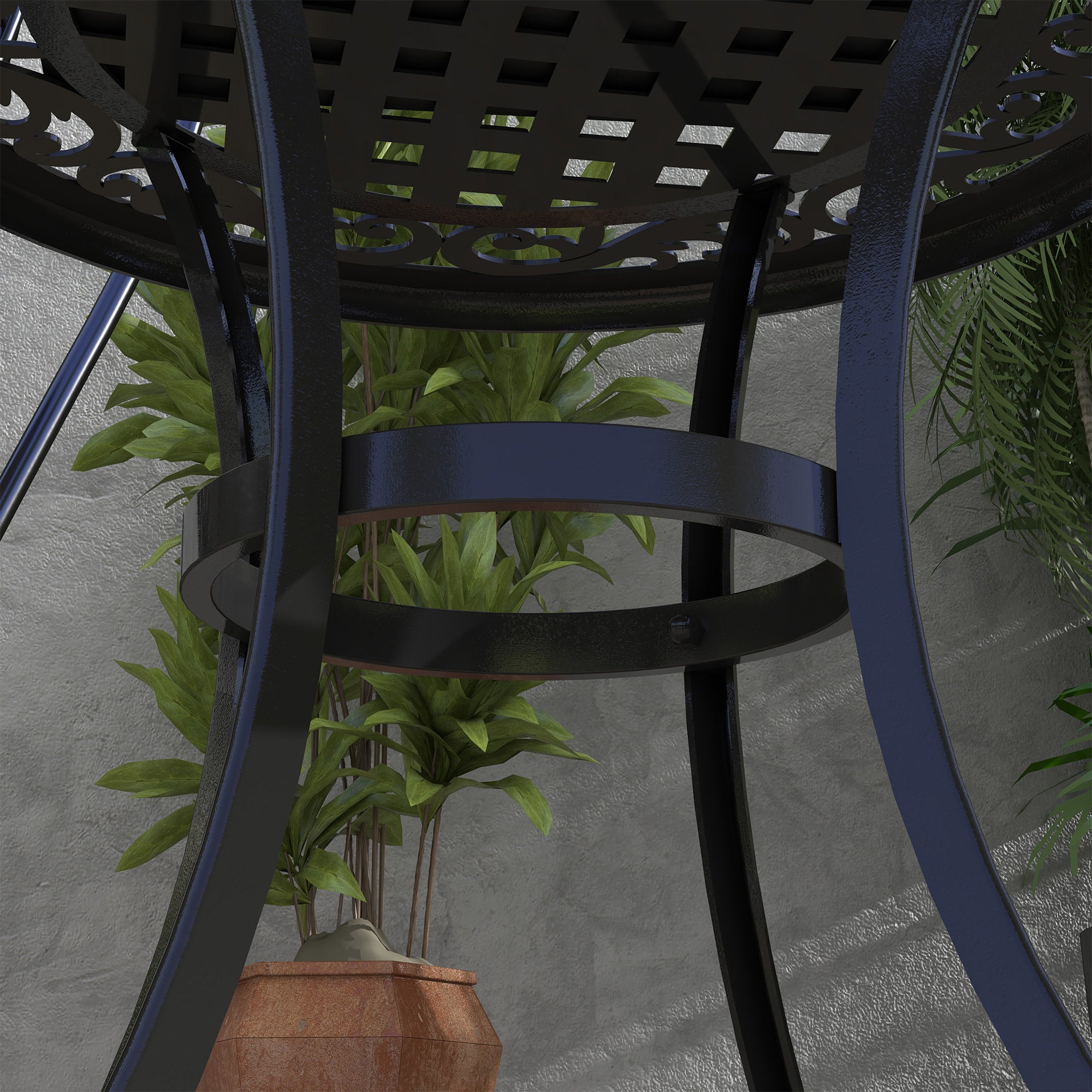 Side Table, Garden Table, Patio Table with Aluminum Frame, Coffee Table up to 50 kg Load Capacity for Garden, Balcony, Black, 60 x 60 x 53 cm