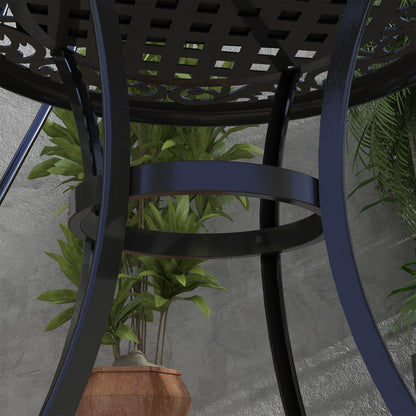 Side Table, Garden Table, Patio Table with Aluminum Frame, Coffee Table up to 50 kg Load Capacity for Garden, Balcony, Black, 60 x 60 x 53 cm