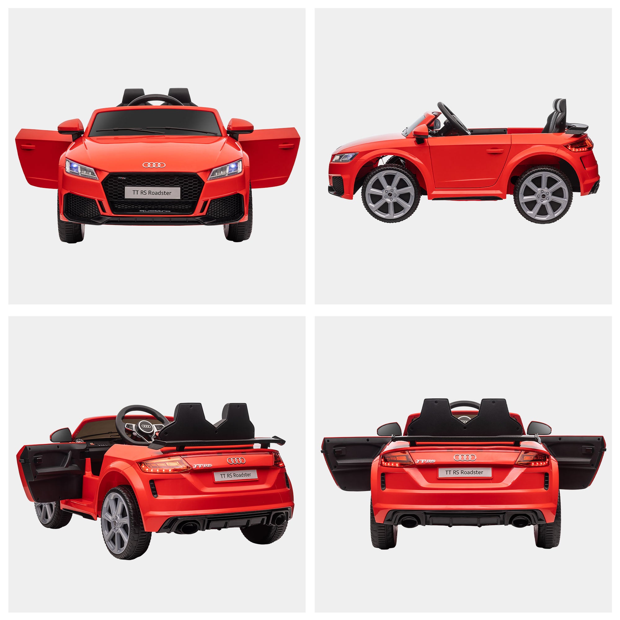Kids Electric Car 12V Children's Car with 2.4G Remote Control, Music, Horn, Electric Vehicle with LED Light, USB/MP3 Connection, Reverse Function, for Children 3-5 Years Old, Red