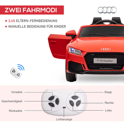 Kids Electric Car 12V Children's Car with 2.4G Remote Control, Music, Horn, Electric Vehicle with LED Light, USB/MP3 Connection, Reverse Function, for Children 3-5 Years Old, Red