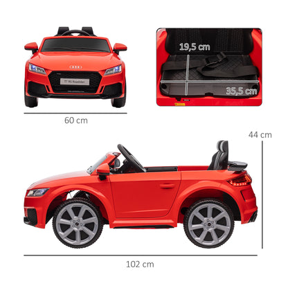 Kids Electric Car 12V Children's Car with 2.4G Remote Control, Music, Horn, Electric Vehicle with LED Light, USB/MP3 Connection, Reverse Function, for Children 3-5 Years Old, Red