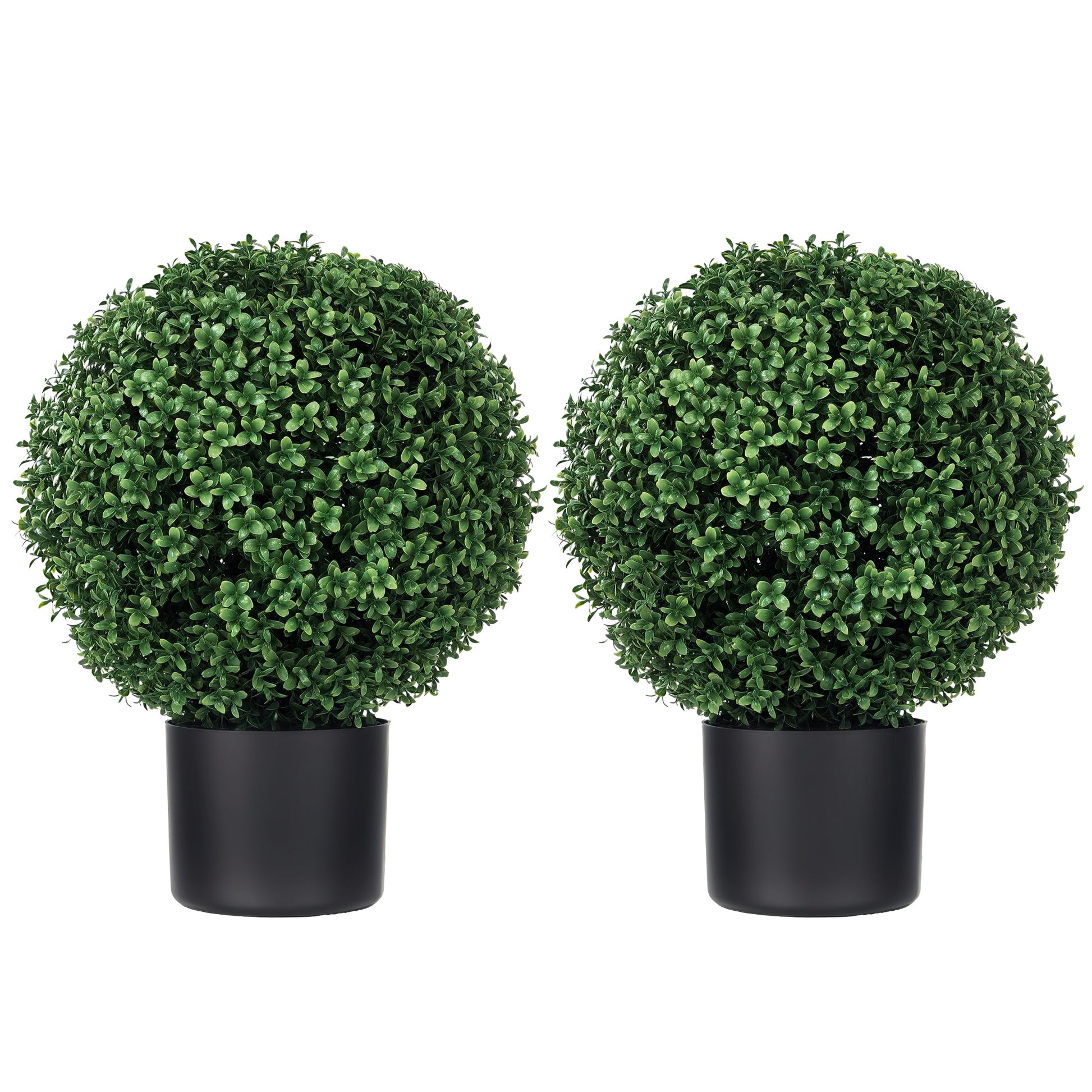 Set of 2 Artificial Boxwood Trees 52cm Fake Plant, Round Faux Boxwood in Pot, Artificial Plants realistic for Living Room Bedroom Office Decor