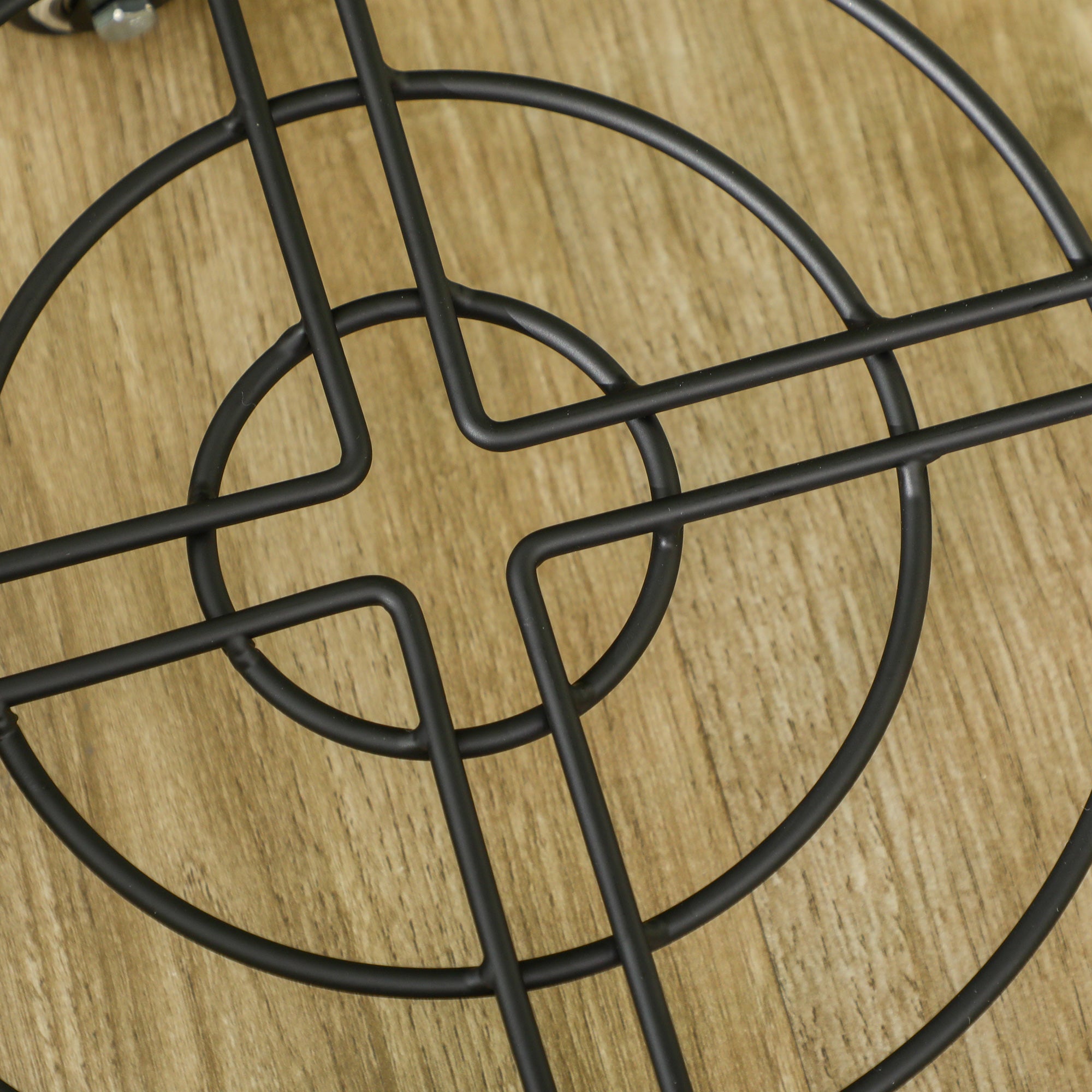 Ø30cm Metal Plant Pot Trolley with Swivel Wheels and Brake for Indoor and Outdoor Use, Black