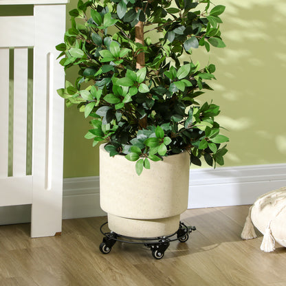 Ø30cm Metal Plant Pot Trolley with Swivel Wheels and Brake for Indoor and Outdoor Use, Black