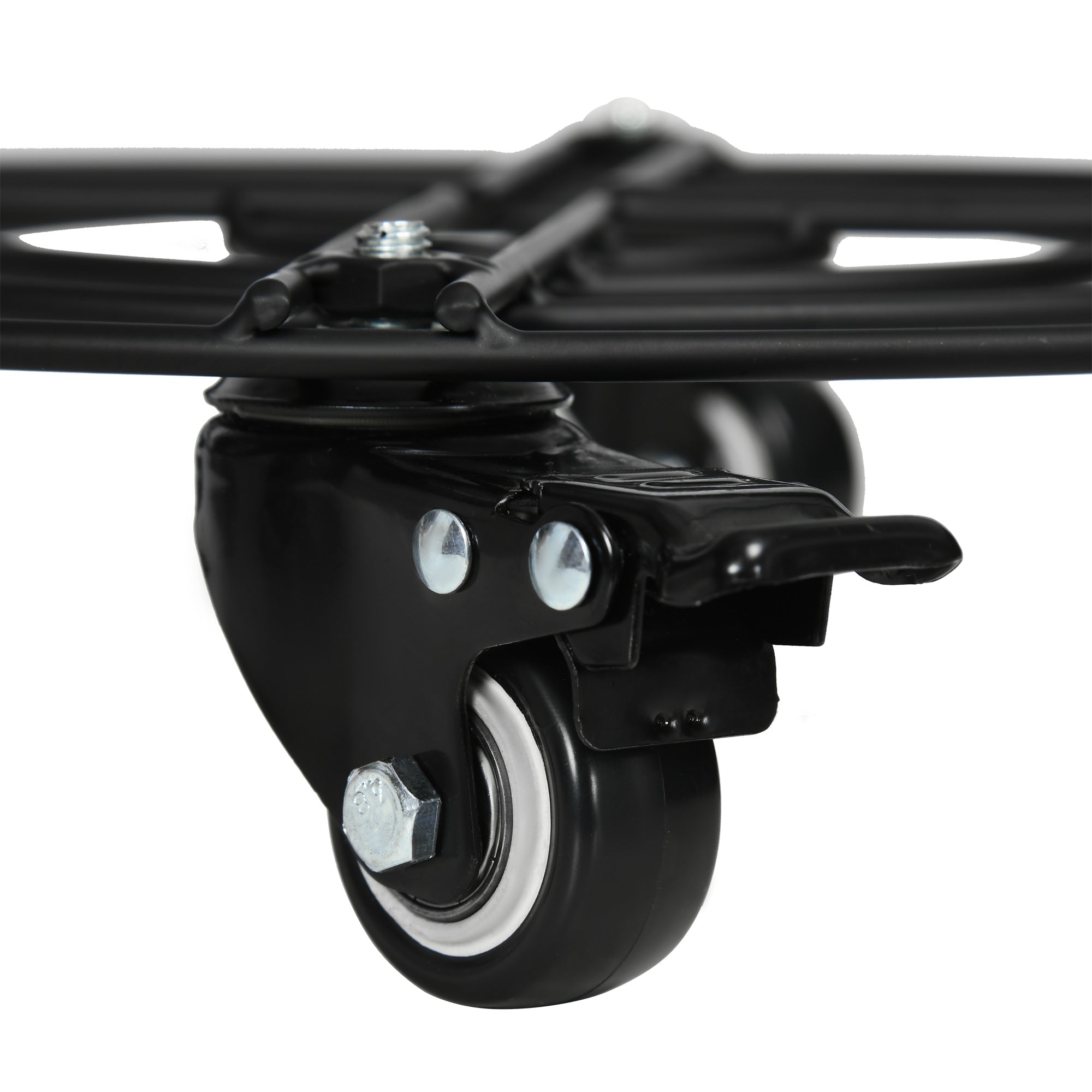 Ø30cm Metal Plant Pot Trolley with Swivel Wheels and Brake for Indoor and Outdoor Use, Black