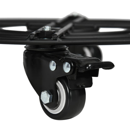 Ø30cm Metal Plant Pot Trolley with Swivel Wheels and Brake for Indoor and Outdoor Use, Black