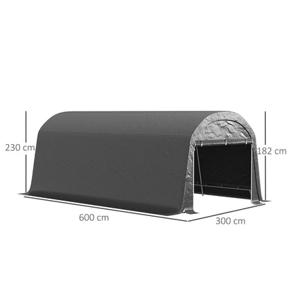 Bike Storage Shed, Waterproof Equipment Tent with Door, Anti-Dust Bike Cover, Shelter, Foil Storage Shed Bike Shed Garage for Garden 300x600x230 cm, Dark Gray