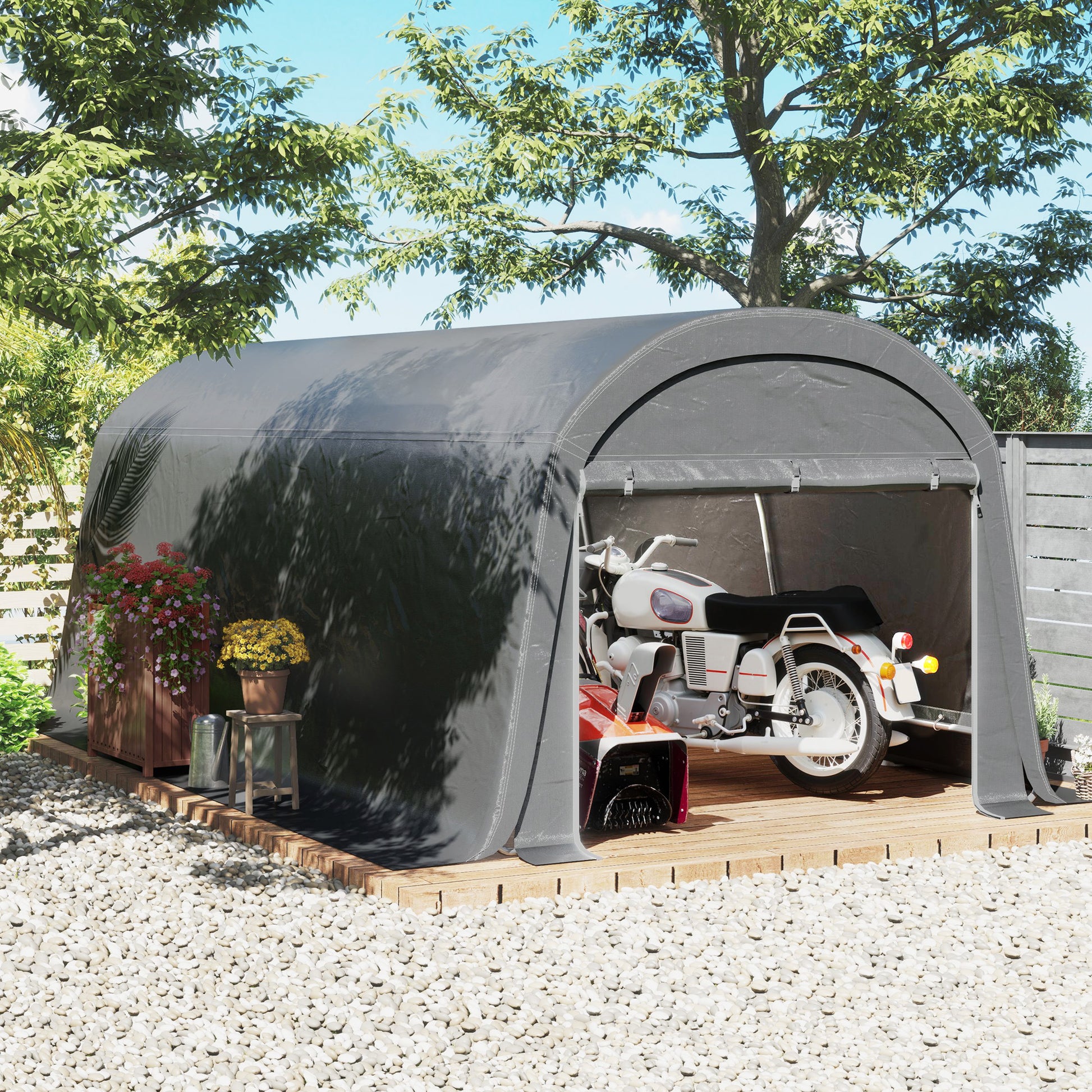 Bike Storage Shed, Waterproof Equipment Tent with Door, Anti-Dust Bike Cover, Shelter, Foil Storage Shed Bike Shed Garage for Garden 300x600x230 cm, Dark Gray